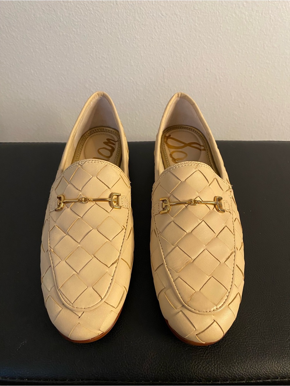 Sam Edelman womans Woven Leather Loafers in Cream with Gold Bit - Picture 12 of 12